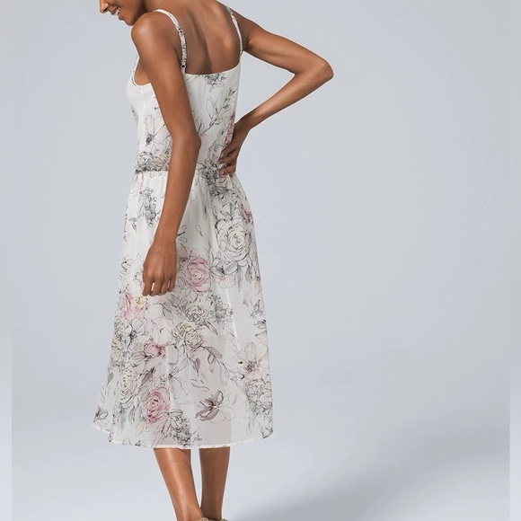 White House Black Market size Small White Floral Blouson Dress Wedding Party - Picture 2 of 10